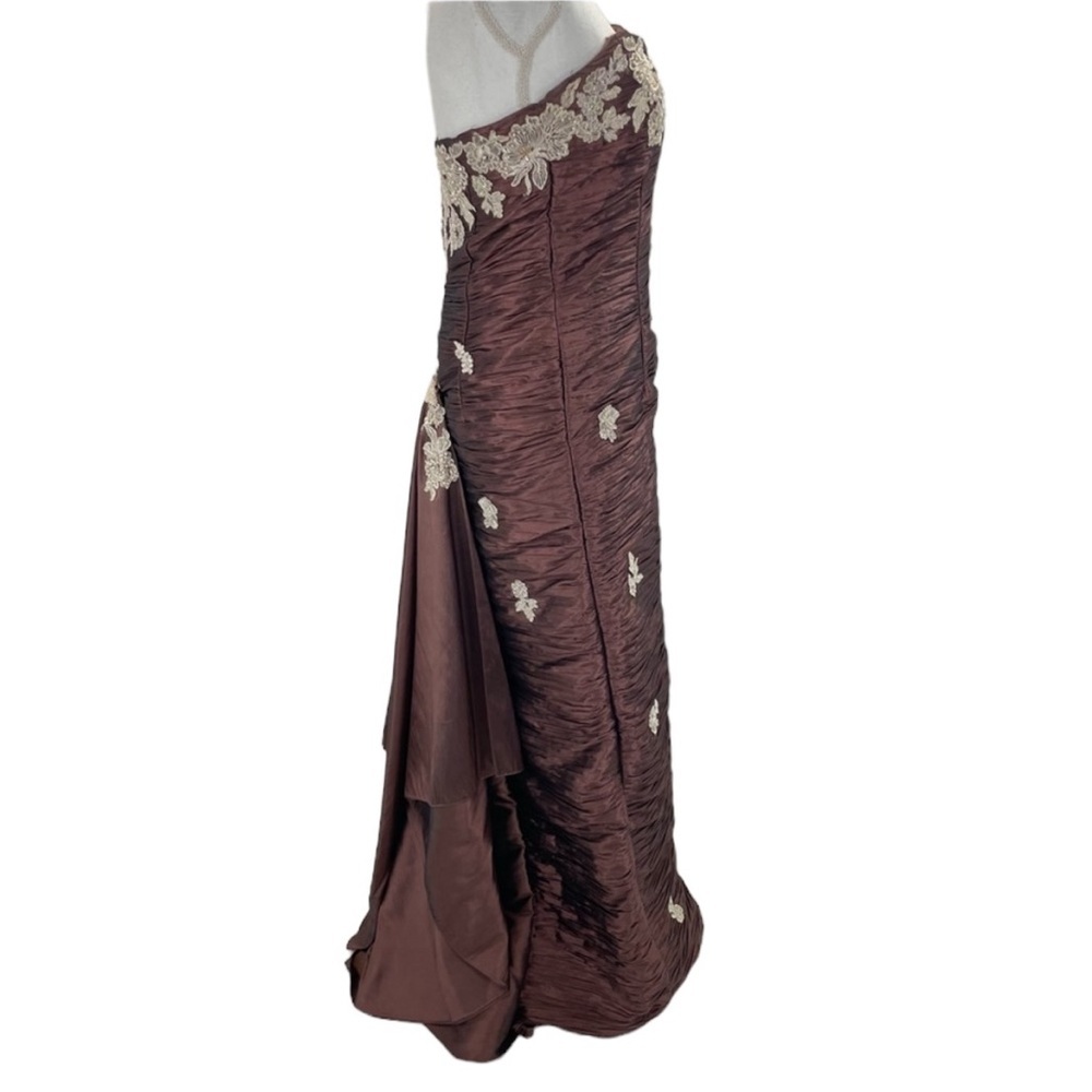 Jovani Sweetheart Strapless Beaded Gown Dress Small Bronze - Picture 3 of 16